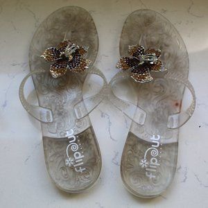 flipout clear changable flower sandals